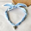 Cutie Bandana Scarf Necklace With Stainless Steel Heart Charm Handmade Jewelry Gift For Mother Wife Girls