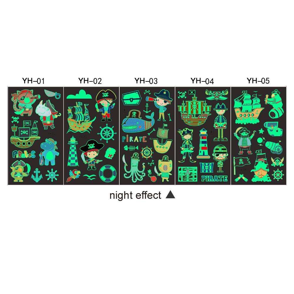 5 Sheets/Set Children Luminous Tattoo Stickers Face Arm Leg Waterproof Temporary Tattoos for Kids Toys Gift