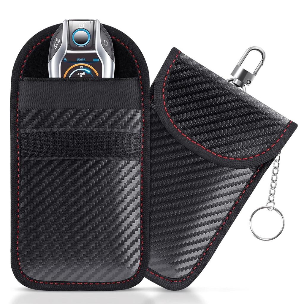 2024 RFID Carbon Fiber Car Key Shield & Phone Anti-Radiation Bag