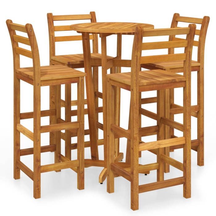 VidaXL Ensemble de Bar de Jardin 5 pcs, Table et Chaises avec Repose-Pieds, Ensemble de Meubles de Terrasse Extérieur, Bois 3154383