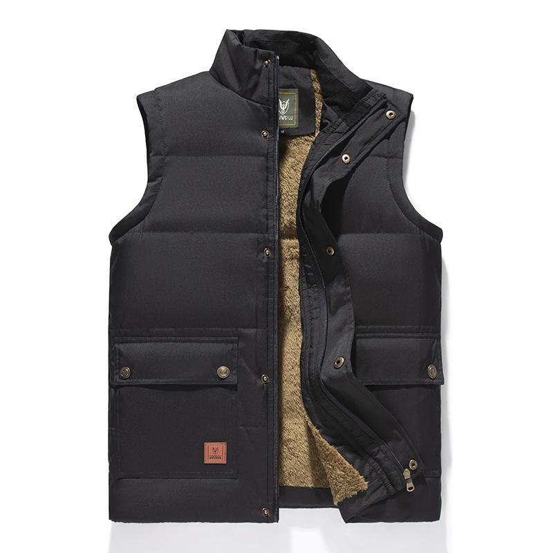 Men's Middle-aged and Elderly Fleece-lined Vest Dad's Windproof Waterproof Vest Sleeveless Large Size Sleeveless Jacket