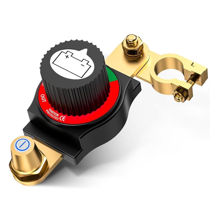 A25F-For Car Battery Disconnect Switch, Top Post Battery Disconnect Switch, 12V-48V Battery Cut/Shut Off Kit For Car RV Boat Tru