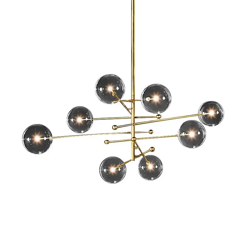 Gold or Black LED Chandeliers Modern Nordic  Clear Glass Ball Chandelier Lighting Living Room Restaurant Bedroom Hanging Lamp