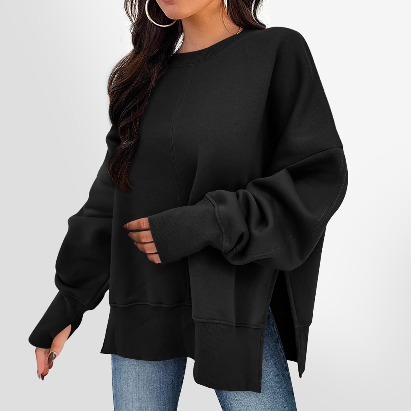 

Женские толстовки с круглым вырезом, свитера, повседневная удобная модная одежда, одежда S чёрный