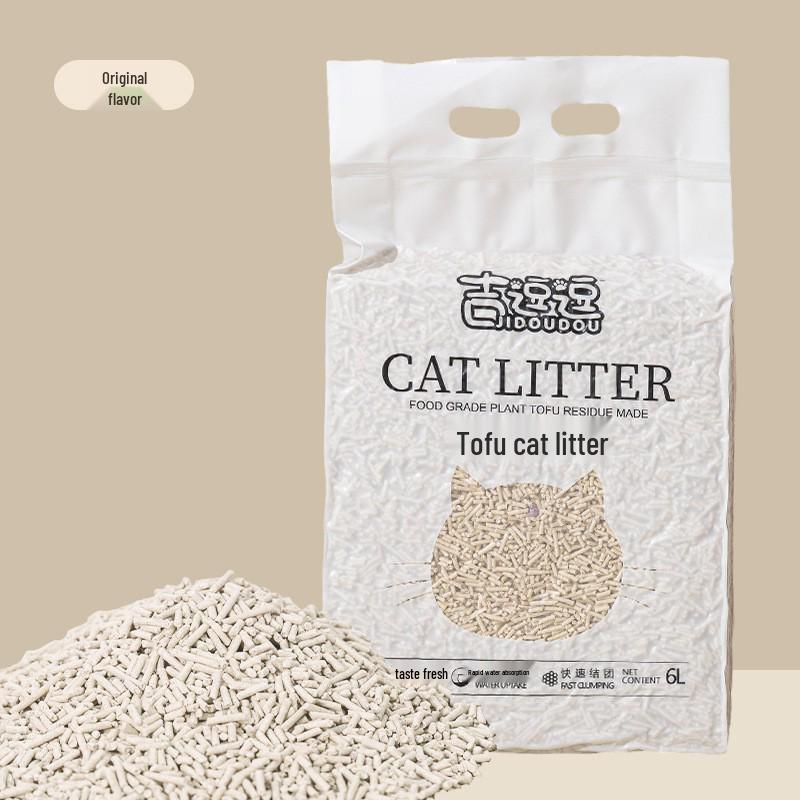 Кошачий наполнитель из тофу 6 л: Без пыли, Дезодорирующий, Аромат зеленого чая, Впитывающий, Комкующийся, Безопасный для животных Наполнитель