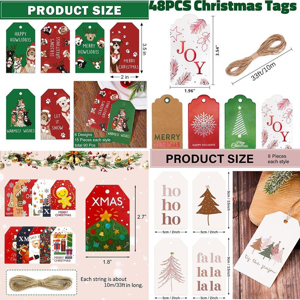 New Christmas Pattern Christmas Gift Tags Hanging Rectangle Shape Gift Label Cards Christmas Message Cards Holiday Crafts