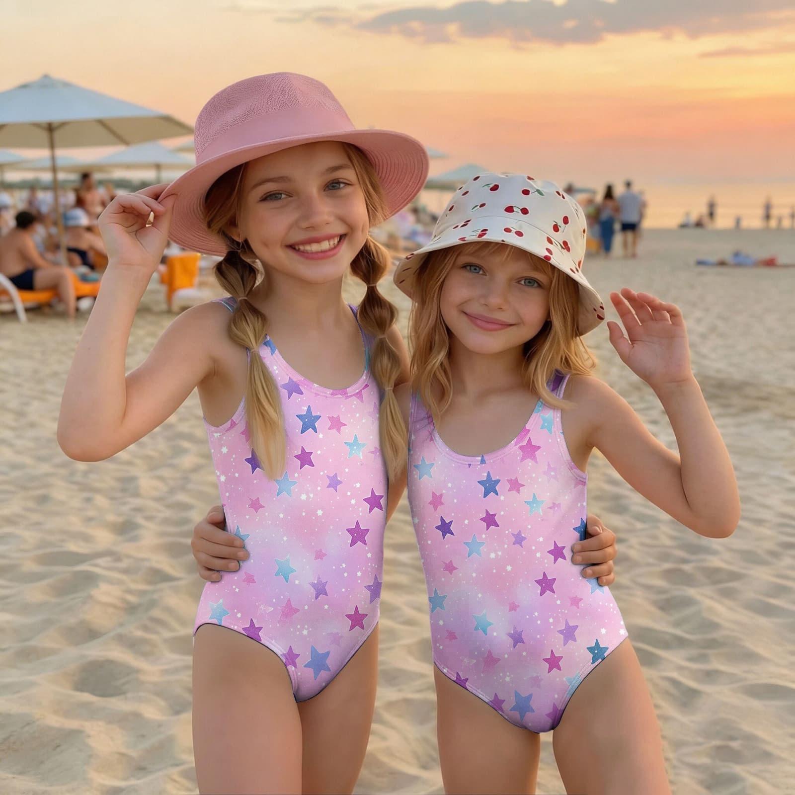 

Girls One Piece Swimsuit Star Print Summer Swimwear Kids Casual Beachwear Sleeveless Comfortable Fit 140