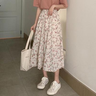 Gonna lunga da donna con elastico in vita, a vita media, stampa floreale, gonna a trapezio, stile foresta estiva, lunga da indossare tutti i giorni