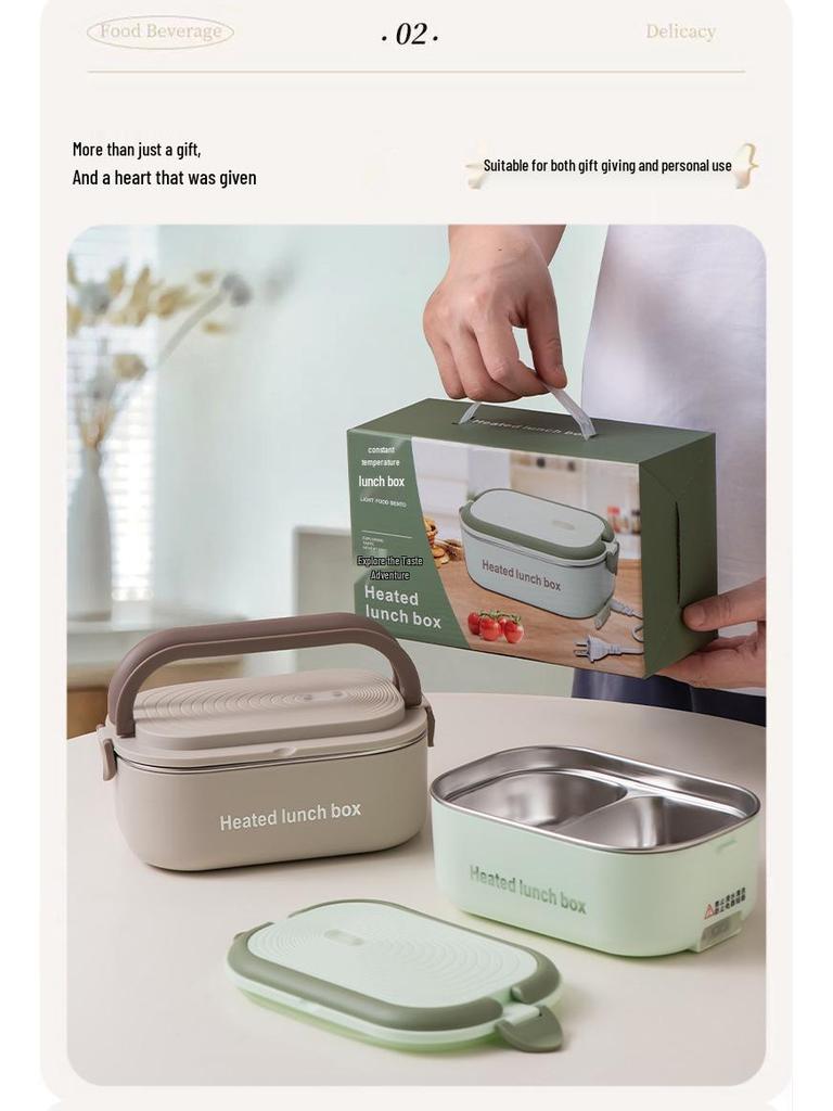 Portable Electric Heated Lunch Box – Insulated, Water-Free, Self-Heating for Students & Office Workers
