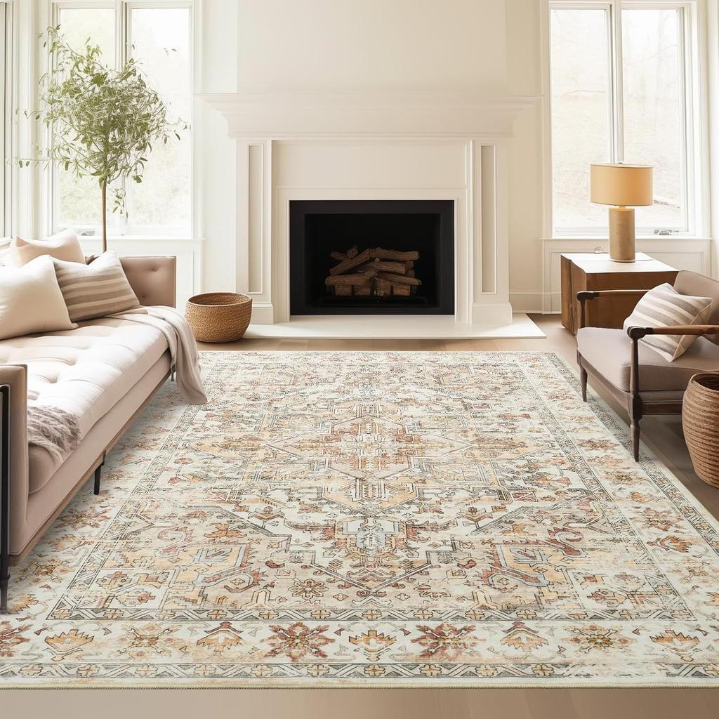 Retro Home Living Room Rug Large Size Non-slip Entrance Door Mats Easy Cleaning Soft Bedroom Carpet Decoration