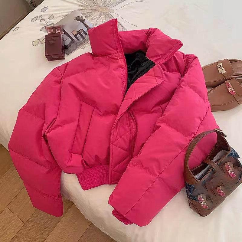 Winter Thickened Cotton Jacket Stand Collar Women's Fashion Classic Stylish Slimming Bread Coat Outerwear Cotton Padded Coat