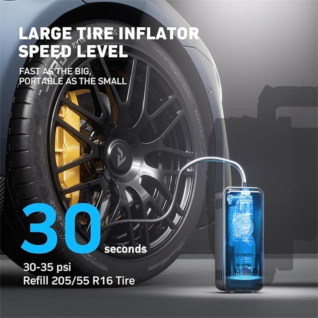 MotorX Tire Inflator Portable Compressor 2 Generation, Large Tire Inflator Speed 0 Seconds Fast Inflation , 15000mAh Battery Capacity, 65W