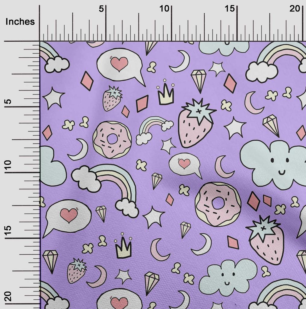 oneOone Cotton Poplin Amethyst Fabric Kawai Diy Clothing Quilting Fabric Print Fabric By Yard 42 Inch