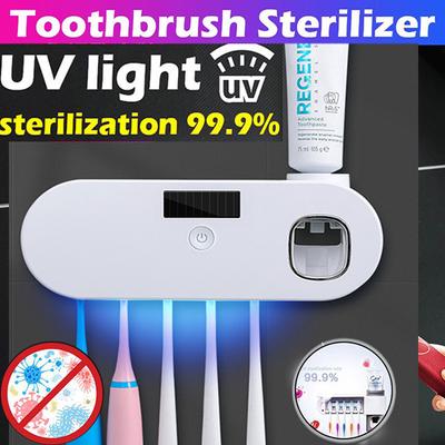 Solar Energy UV Light Toothbrush Sterilizer Toothbrush Holder Automatic Toothpaste Squeezers Dispens