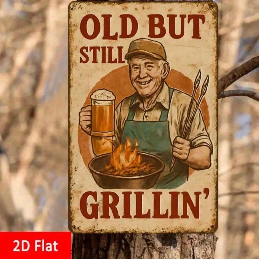 Vintage Rustic BBQ Tin Sign 8x12 Inch Retro Metal Wall Decor Patio Grill Retirement Gift For Men
