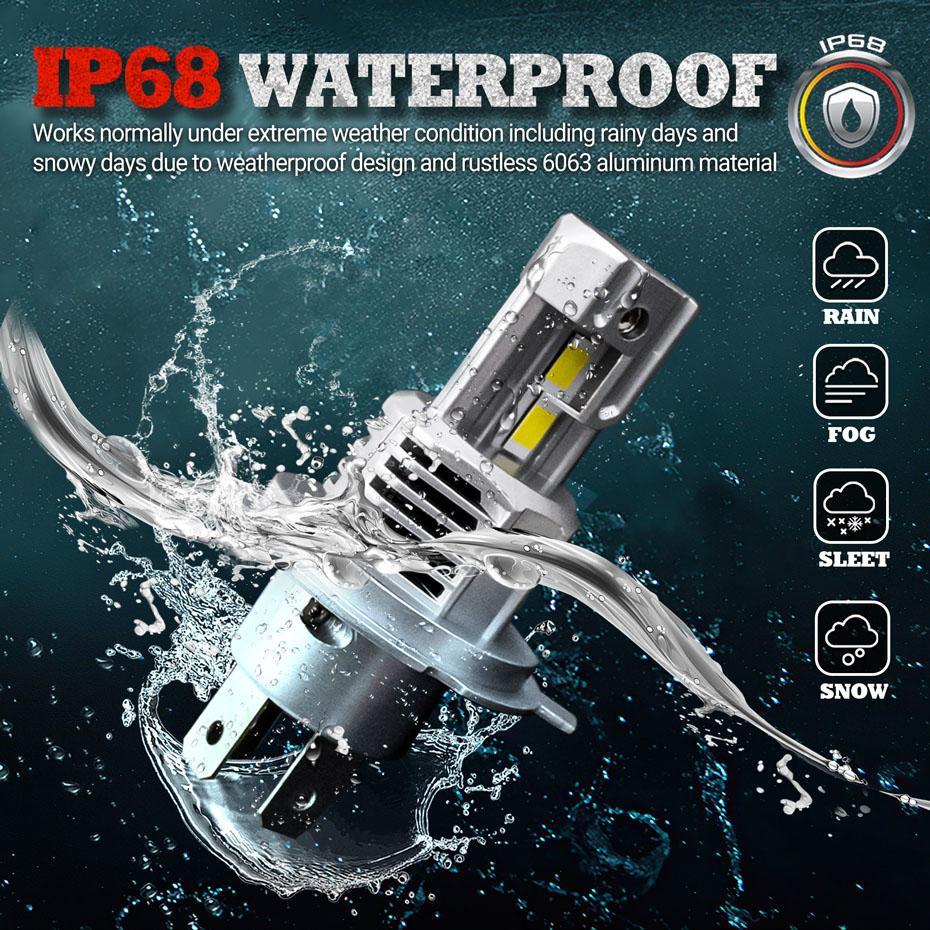 2pcs High Power H4 Car Light Headlight 12v 80w 12000lm Auto Lights LED Bulb Turbo Headlamp White High Low Beam Auto Halogen Lamp