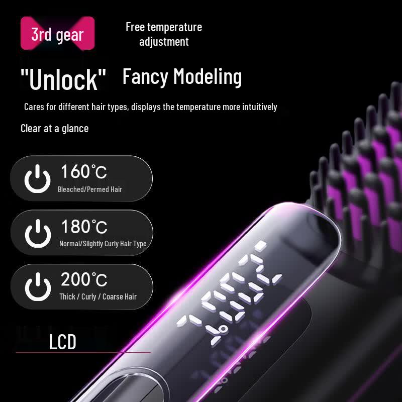 MEN WOO Wireless Negative Ion Hair Straightening Comb