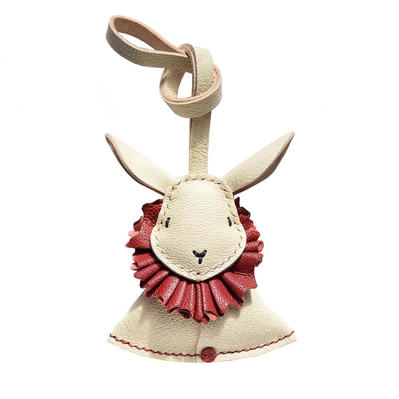 Genuine Leather Rabbit Leather Car Key Bag Pendant Handmade Charm Personalized Trendy Girl Gift Bag Accessories