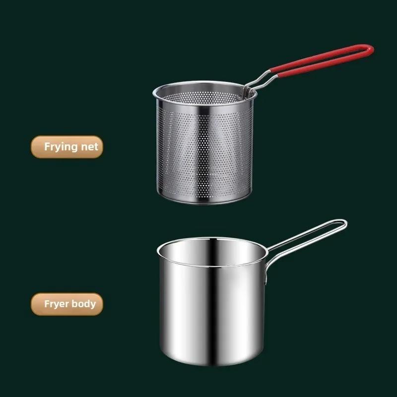 Multifunctional Stainless Steel Deep Fryer With Frying Basket Small Kitchen Pot For Frying Chicken And Other Cooking Tools серебряный