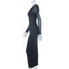 European and American Fashion Women's Round Neck Mesh Splicing Long Sleeved Medium To Long Tight Dress