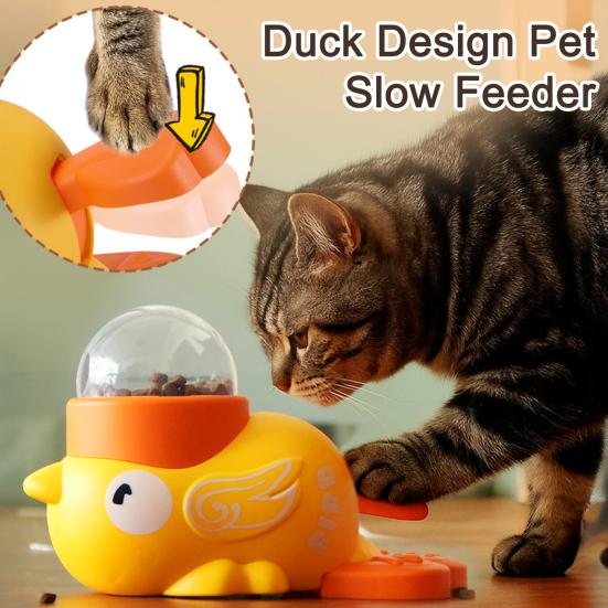 Interactive Dog Treat Dispenser Fun Puzzle Feeder Duck Design Pet Slow Feeder for Dogs Cats Healthy Eating And Mental Stimulation blu
