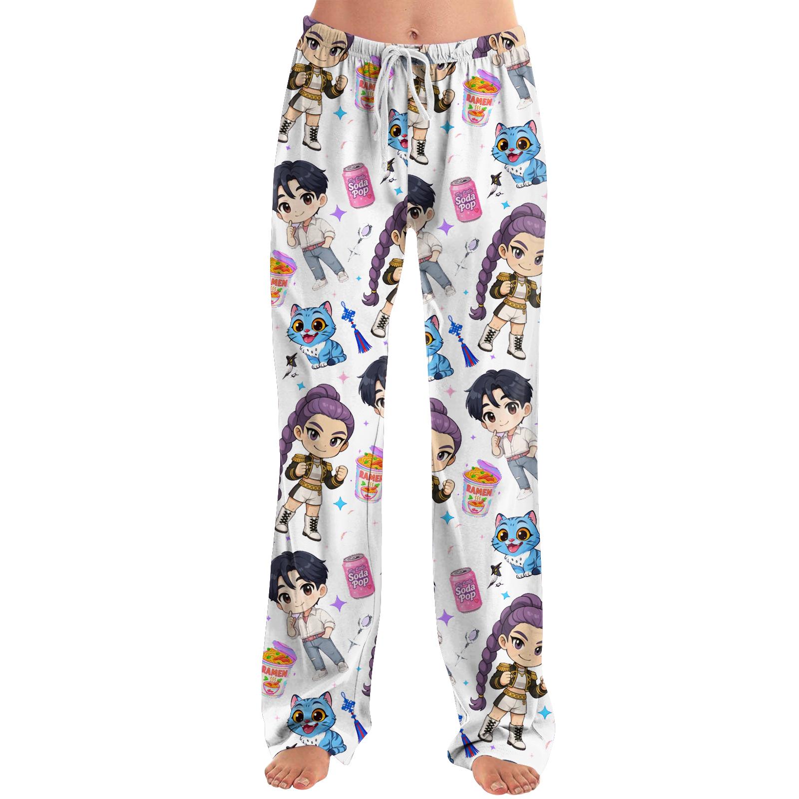 

Женские пижамные штаны, одежда для сна, повседневные брюки с эластичной резинкой на талии, удобные прямые свободные брюки для йоги M