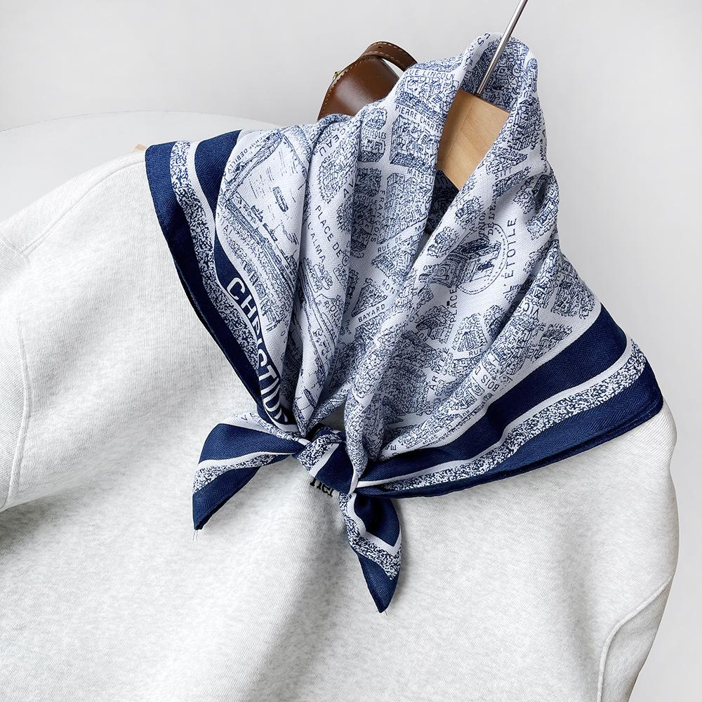 Mary Herringbone cashew silk scarf, color-blocking square scarf, literary vintage small scarf, decorative scarf, breathable scarf