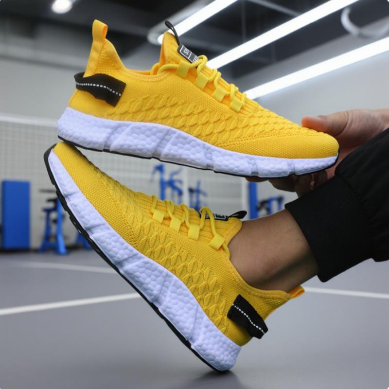 New Men'S Running Shoes Soft Soles Lightweight Innovative Design Sneakers Monochrome Mesh Breathable Fitness Leisure Men'S Shoes