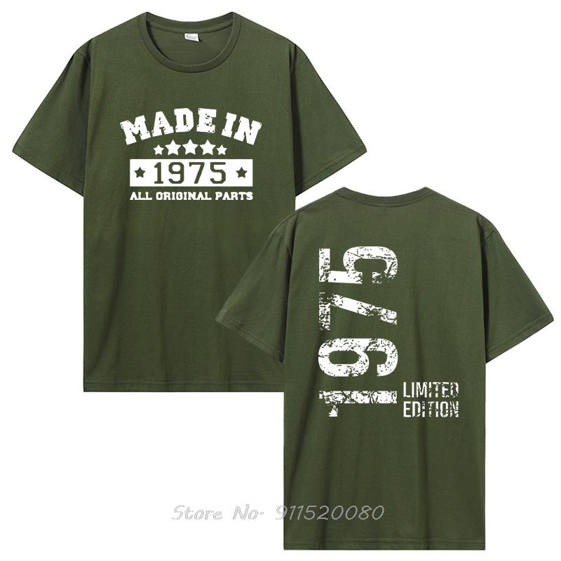48th Birthday 48 Years Cotton Tshirt Vintage Made In 1975 Oversized Tshirt Streetwear Unisex Tops Tees Summer Unisexs Clothing