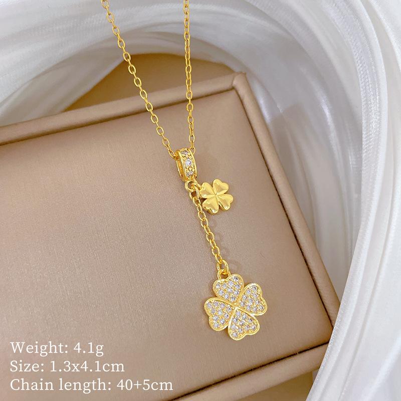 Copper Micro-Inlaid Cross Fashionable Light Luxury Temperament Gorgeous Full Diamond Necklace Female Versatile Collarbone Chain Titanium Steel