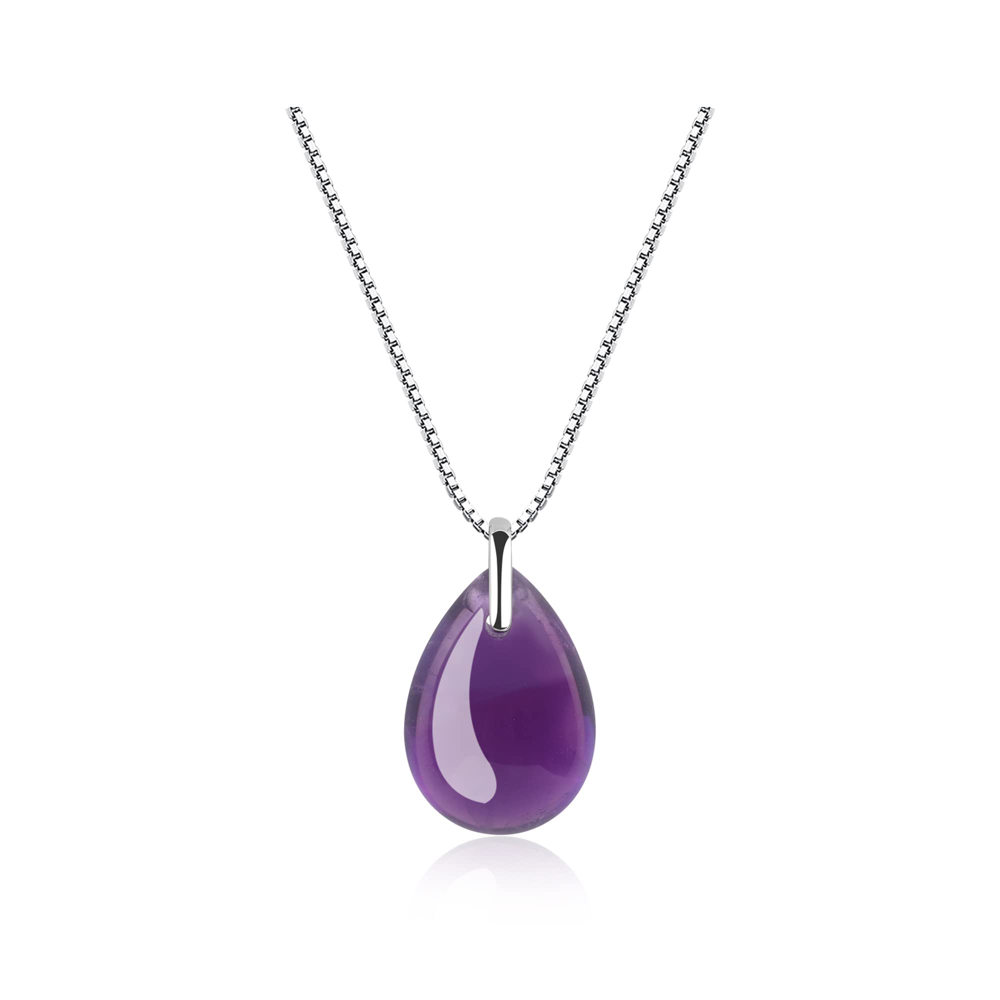 

Amethyst Teardrop Silver Chain Necklace for Women [COAI] фіолетовий
