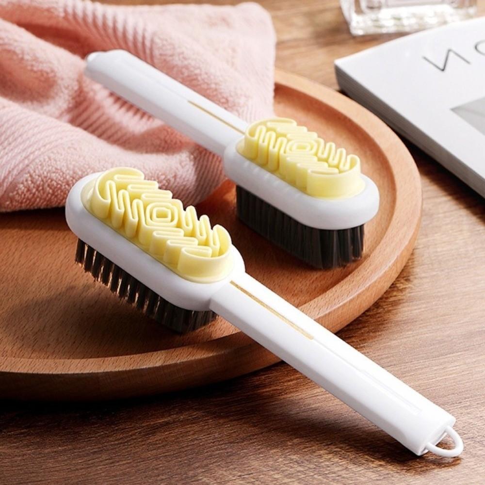Portable Double Sided Cleaning Brush Long Handle Convenient Shoes Brush Multi-functional Washing Brush Household