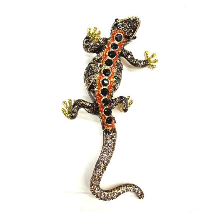 SKEDS Classic Women Men Vintage Crystal Lizard Badges Brooch Fashion Baroque Boutique Shining Pin For Ladies's Clothing Coat