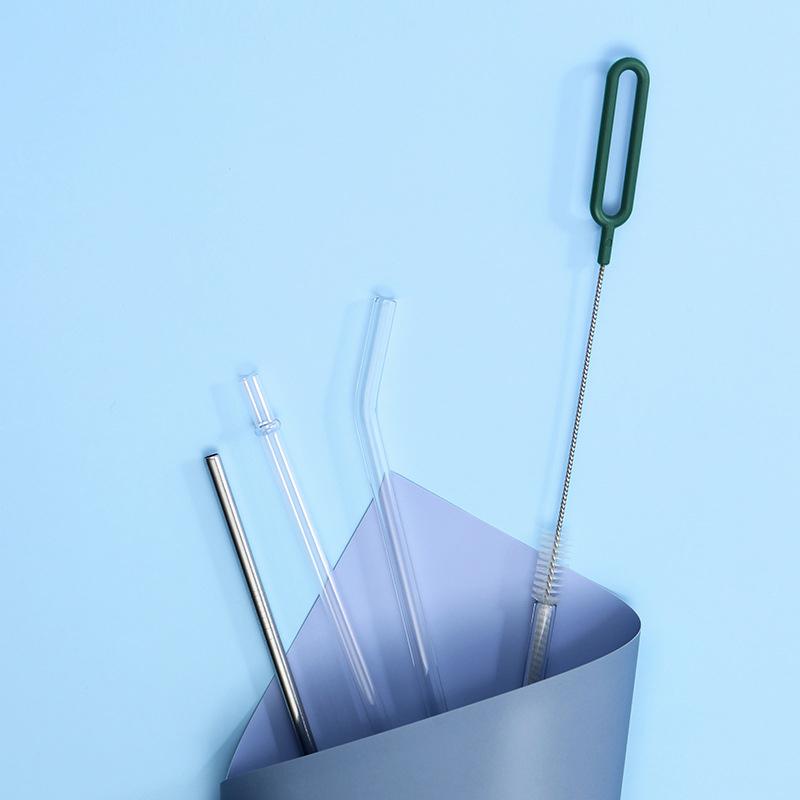 Bending Stainless Straw Brush Cleaner Soft Hair Suction Glass Tube Cleaning Brushes Baby Kids Bottle Brush Long Handle Reusable