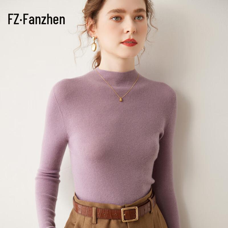 

Fanzhen Женский приталенный свитер с высоким воротником из кашемировой смеси L
