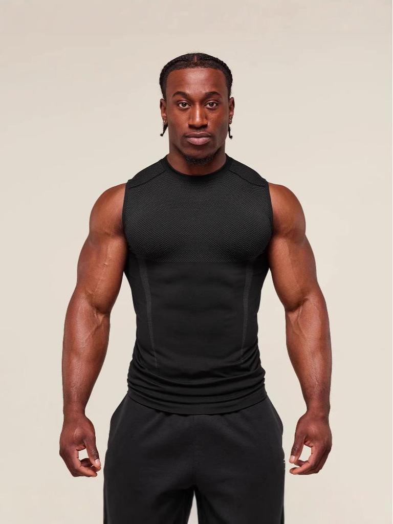 Męski bezszwowy szybkoschnący bezrękawnik do biegania