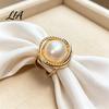 Fashionable Silk Scarf Clip Alloy Ring with Faux Pearls, Rings for Women, Exquisite Gift Her Round Buckle Clip, Elegant Retro Holder Dresses