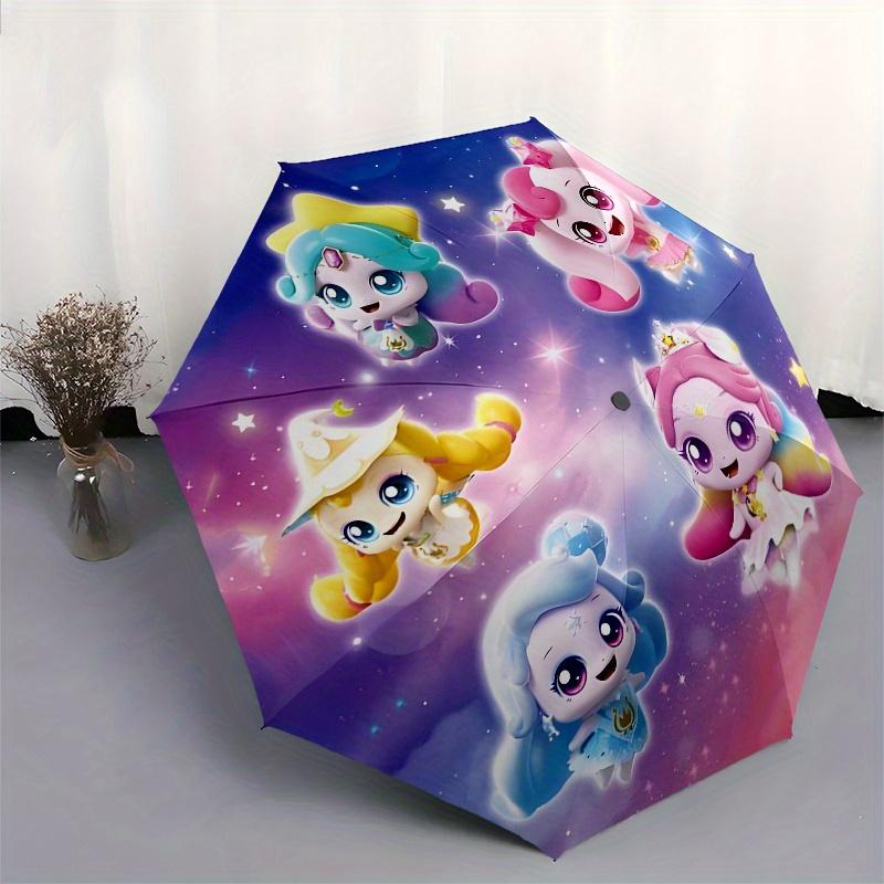 Wonderful Cute Automatic Folding Umbrella  Simple Eight Rib Design, Bright Color Pattern, Durable Iron Frame, Ideal for Travel and Outdoor,