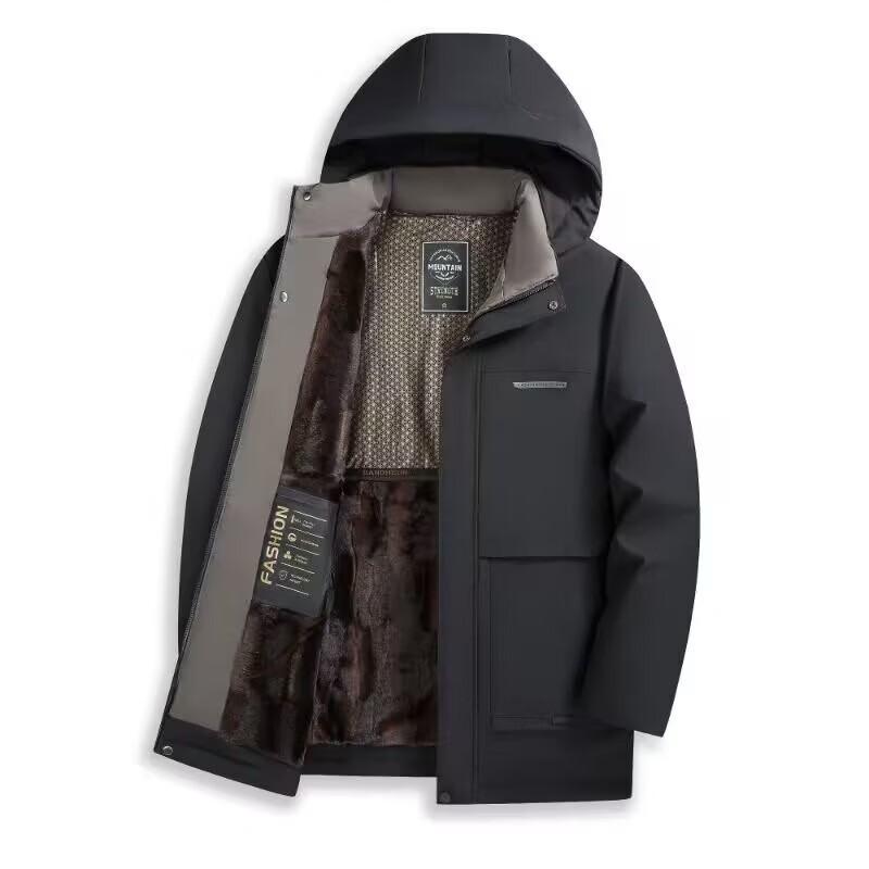 YUZHAOLIN Men's Fleece-lined Hooded Winter Jacket