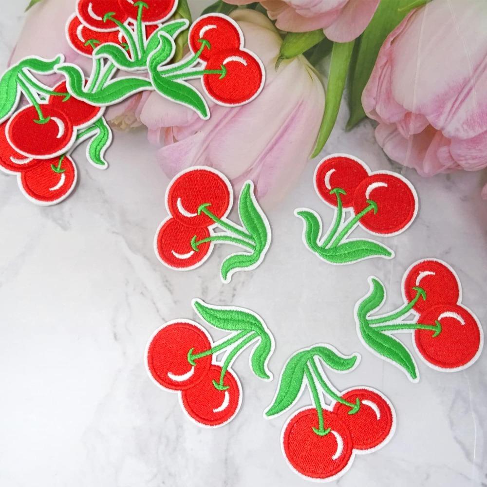 20 Pieces Polyester Cute Cherry Patches Red Cute Fruit Sew on/Iron on Patches  Jeans