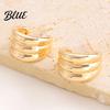 Delicate Design Earrings Plated Hoop for Women Triple Illusion Stud