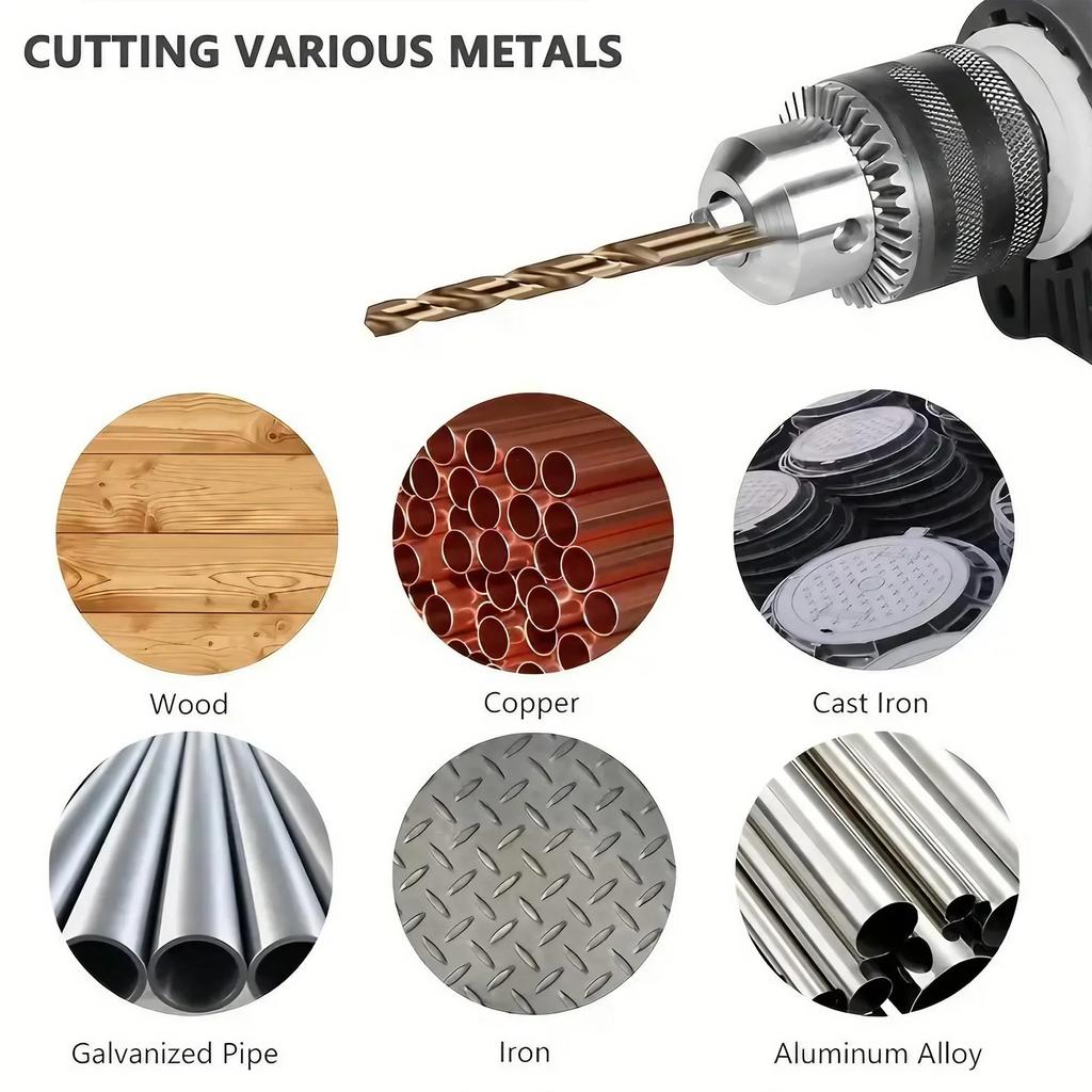 99pcs Titanium Coated Straight Shank Twist Drill Bits Woodworking High Speed Drilling Tools