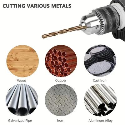 99pcs Titanium Coated Straight Shank Twist Drill Bits Woodworking High Speed Drilling Tools