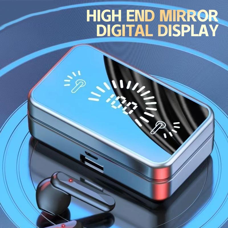 Mirror Bluetooth Headset TWS Touch With Digital Display Smart Headset Stereo Hifi Sound Effect Waterproof And Sweatproof
