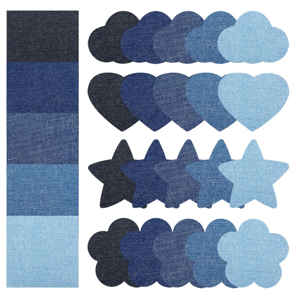 25Pieces Jeans Patches Iron-on Jeans Patches 5 Color Iron On Patches for Jeans Jackets Clothes Repair and Decorating