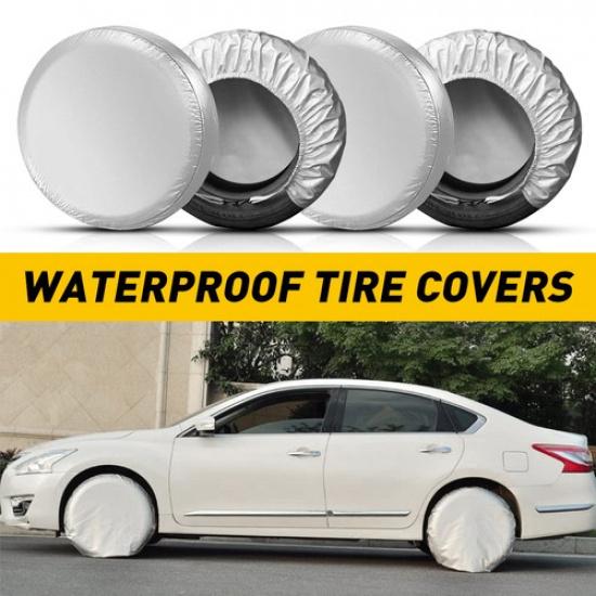4PCS Set Tire Wheel&Tyre Covers RV Trailer Sun Camper Protector 27-29inch Silver