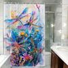Waterproof Artistic Dragonfly Bath Curtain With 12 Hooks - Suitable For Home, Hotel, And Machine Washable