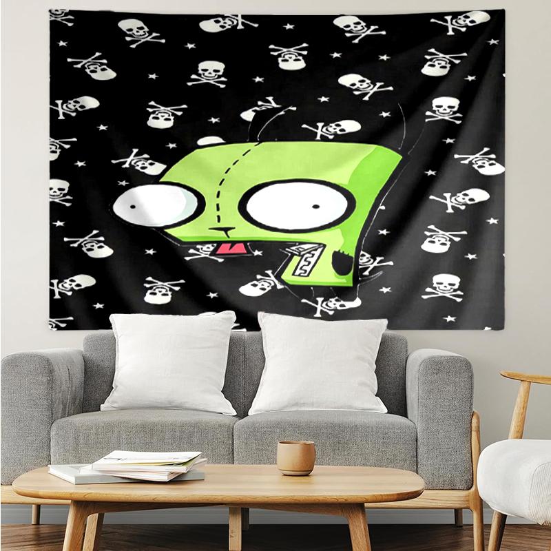 Invader-Zim Print Tapestry, Backdrop, Easy Setup, Ideal for Bedroom, Office & Living Room, with Aesthetic Wall Hanging Decor.