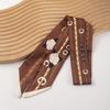 Brown Camellia Retro French Silk Scarf Headband Streamer Hair Tie