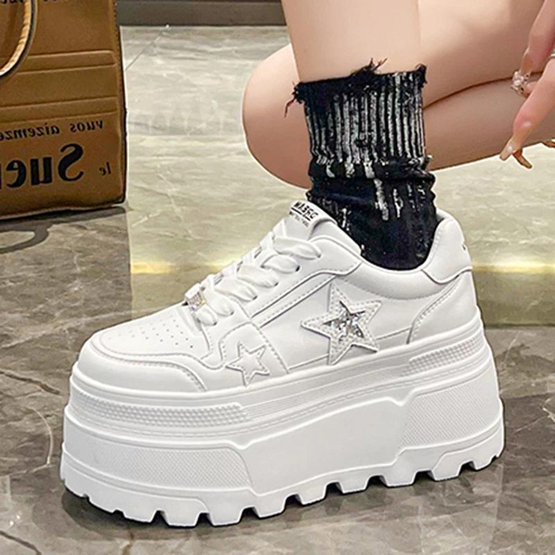 

Осенние женские кроссовки на платформе 9 см, модная уличная обувь с дизайном звезд, повседневные кроссовки, женская удобная спортивная обувь для бега 40